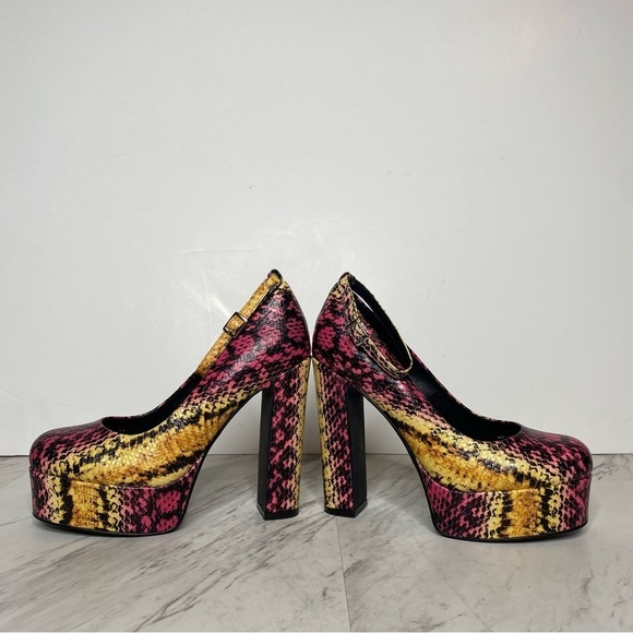 Jeffrey Campbell Okurr Chunky Platform Snakeprint Leather Pump 7 1/2 - Picture 7 of 16